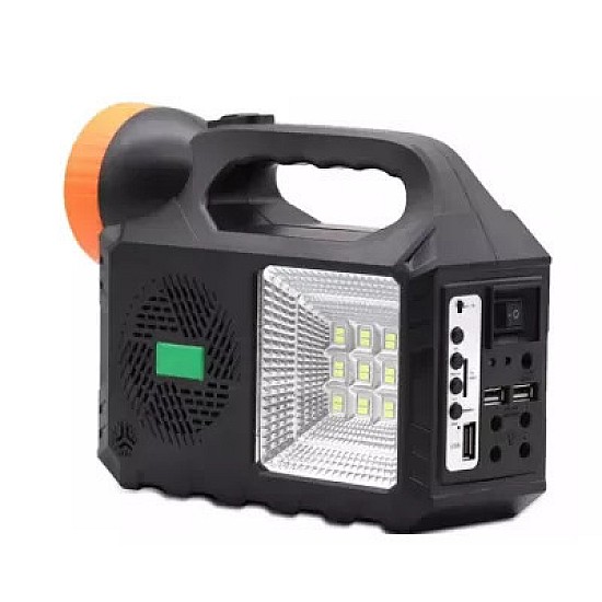 Kit solar de iluminare GD Times GD-102, 3 becuri, boxa BT, radio, 80W