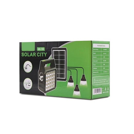 Kit solar  multifunctional  cu panou solar, 3 becuri, power bank, GD-105