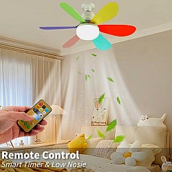 Ventilator Tavan cu Iluminare LED 2 in 1, Telecomanda, 40W, 3 Viteze, 3 Culori Lumina, Soclu E27