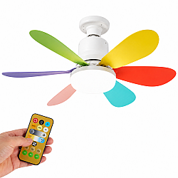Ventilator Tavan cu Iluminare LED 2 in 1, Telecomanda, 40W, 3 Viteze, 3 Culori Lumina, Soclu E27
