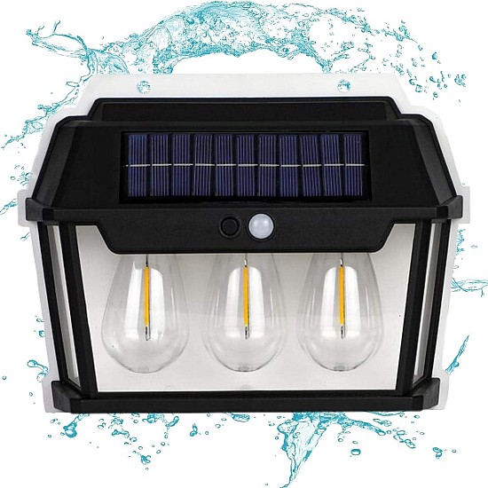 Set 2 Lampi Solare Perete LED 3 Becuri cu Senzori