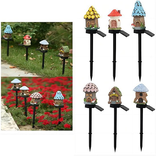Set 2 lampi solare decor gradina – casute cu flori 