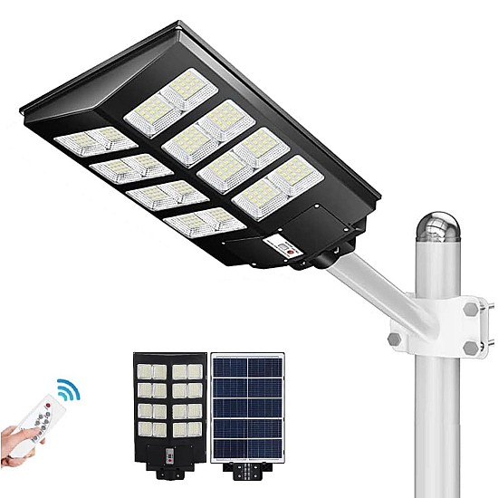 Lampa cu incarcare solara 800 W cu telecomanda si suport metalic