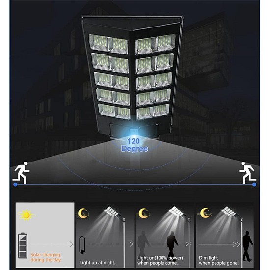 Lampa cu incarcare solara 800 W cu telecomanda si suport metalic