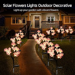 Lampa Solara de Gradina cu 12 Floricele Roz