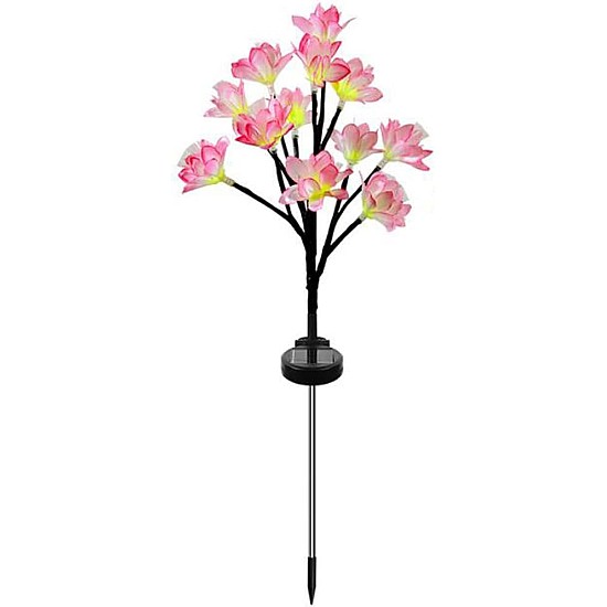 Lampa Solara de Gradina cu 12 Floricele Roz