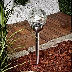 Set 2 Lampi solare de gradina din inox cu led multicolor