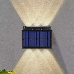 Spot solar cu 6 led-uri de perete pentru exterior, sus si jos lumina calda.