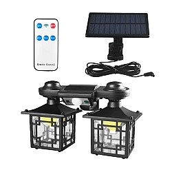 Lampa solara dubla pentru perete cu senzor de miscare si telecomanda JD-2219A