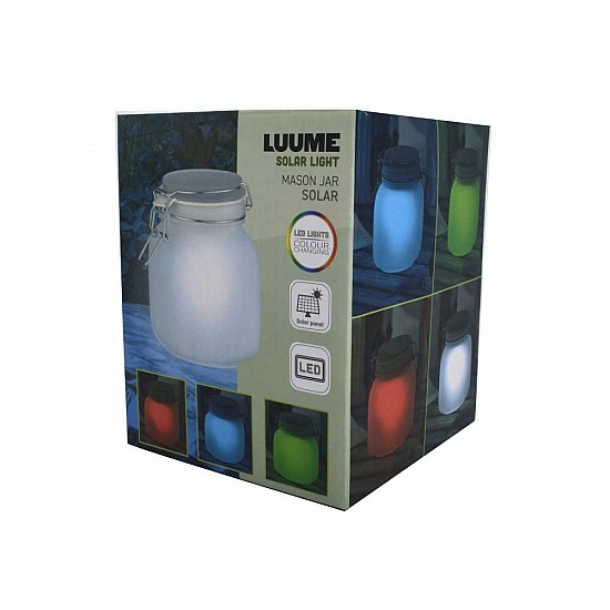 Lampa solara Led, Tip Borcan, Multicolora, Sticla