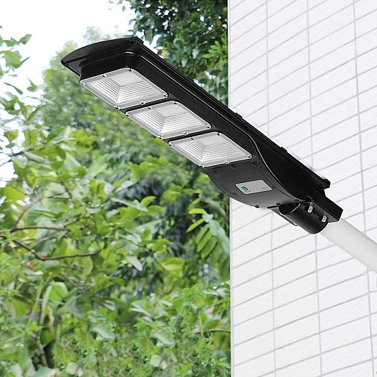 Lampa stradala proiector LED cu Incarcare Solara prin Panou Fotovoltaic + telecomanda