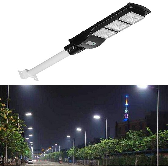 Lampa stradala proiector LED cu Incarcare Solara prin Panou Fotovoltaic + telecomanda