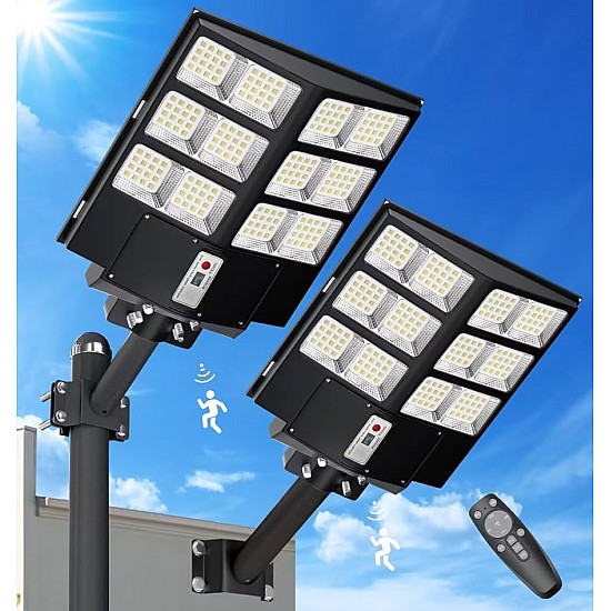 Lampa cu incarcare solara 600 W cu telecomanda si suport metalic