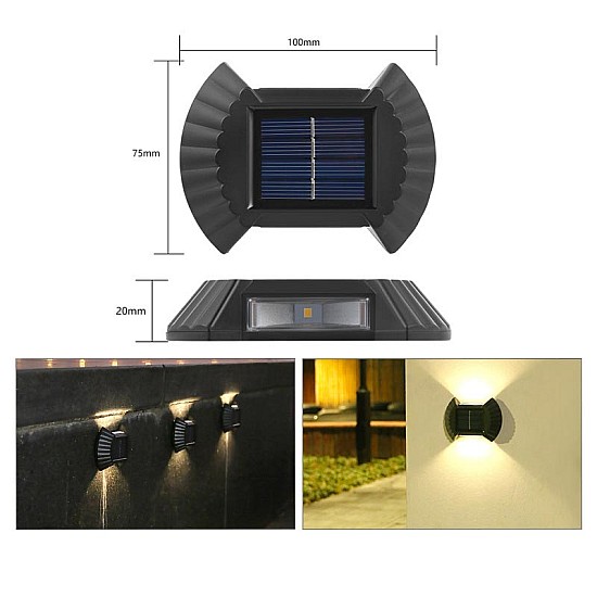 Set 4 Lampi Solare de Perete Decorative, Ip65, Rezistenta la Apa, Lumina Calda