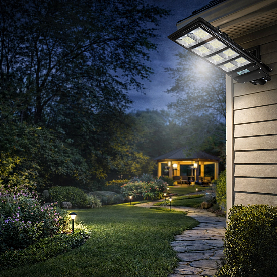 Lampa stradala 400W LED SMD cu 8 casete individuale, panou solar, senzor de lumina si telecomanda