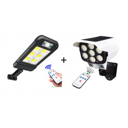 Set Lampa stradala cu 6  casete luminoase + Camera falsa cu incarcare solara 