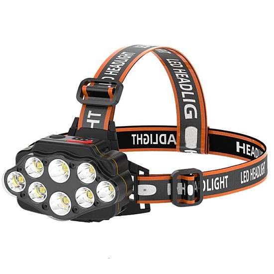 Lanterna de cap premium cu 8 led-uri rezistenta la apa