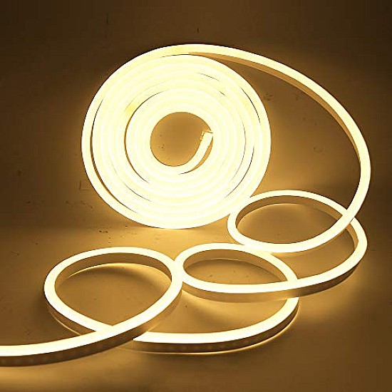 Furtun luminos LED neon flexibil, tub, rola 100 m, lumina calda , 120 LED-uri/m, protectie umiditate IP65, instalatie, inclusiv transformator