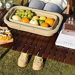 Lighean pliabil 2 în 1 cu măsuță picnic, 8L, compact și multifuncțional