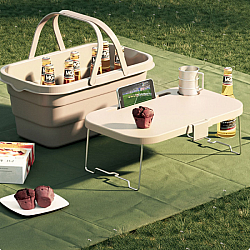 Lighean pliabil 2 în 1 cu măsuță picnic, 8L, compact și multifuncțional