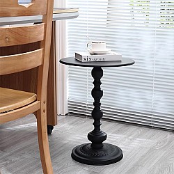 Măsuță de cafea retro, fier, negru, living, dormitor, balcon 52 x 38 cm, negru