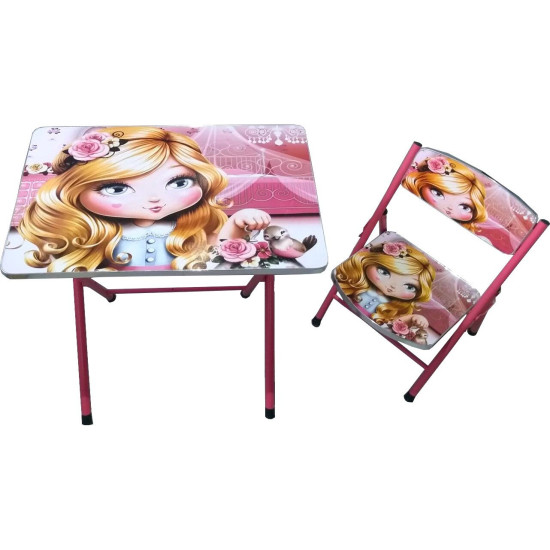 Masuta si scaunel pliabile pentru copii – Roz Princess