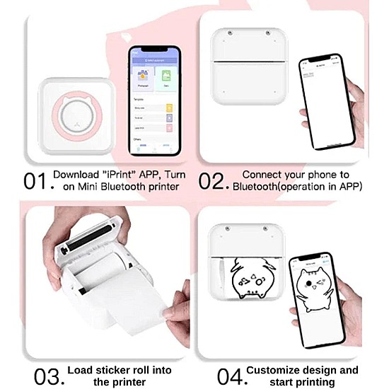 Mini imprimanta termica portabila pentru telefon 1 rola inclusa