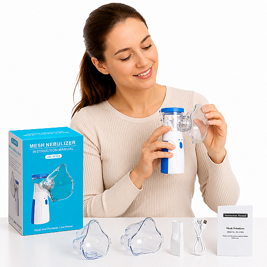 Nebulizator Portabil | Aparat Aerosoli cu Tehnologie Mesh, Accesorii si Oprire Automata