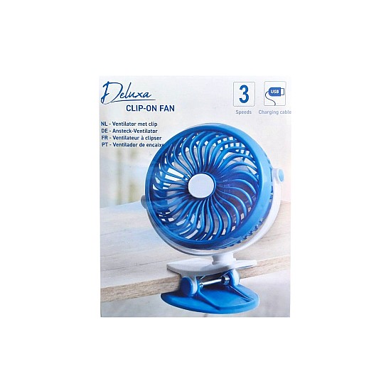Mini Ventilator Usb cu acumulator si clips, Deluxa, 24948