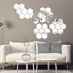 Set oglinzi decorative 12 bucati cu  forma hexagonala