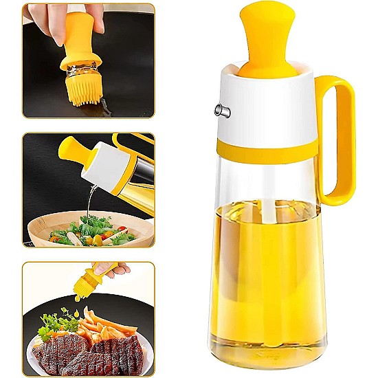 Oliviera cu perie dozatoare gradata si picurator pentru ulei/otet din sticla 550 ml
