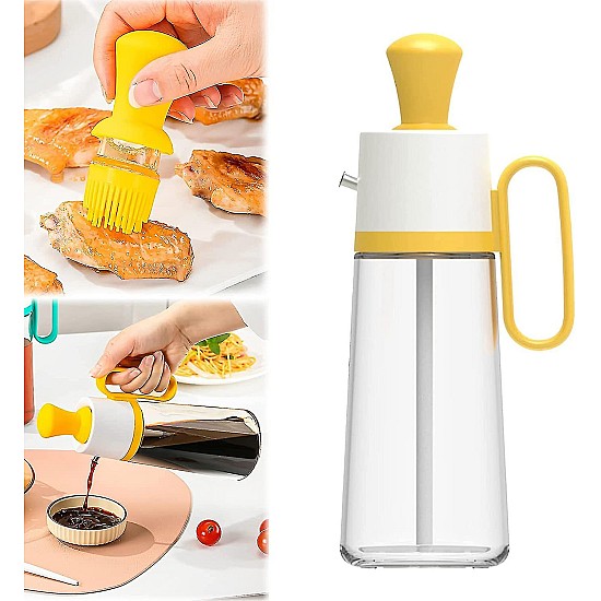 Oliviera cu perie dozatoare gradata si picurator pentru ulei/otet din sticla 550 ml