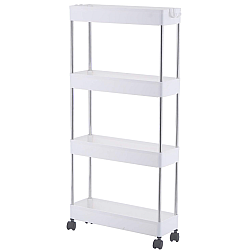 Organizator cu roti,portabil,4 rafturi,alb