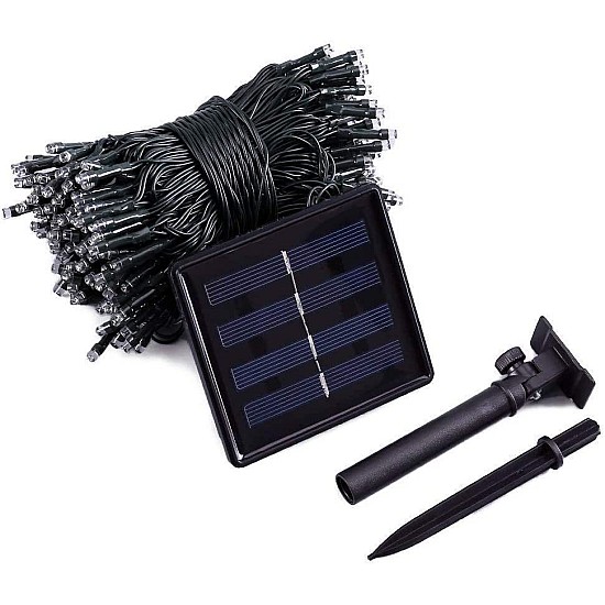 Pachet 2 instalatii cu incarcare solara si telecomanda 60 m, 600 leduri,panou solar , diverse culori 