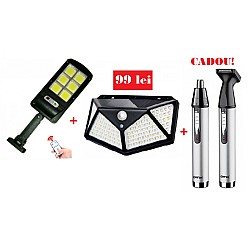 Pachet Promotional! Lampa stradala 30 W si Lampa cu incarcare solara +Trimmer pentru nas si urechi 2 in 1 Cadou!