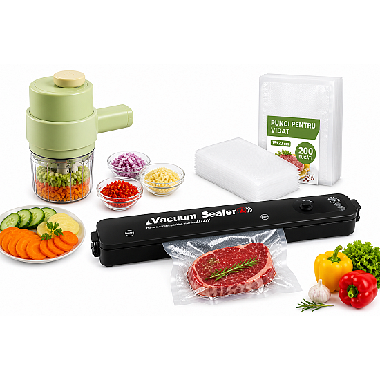 Pachet Complet Bucătărie Inteligentă – Tocare, Feliere & Vidare Alimente
