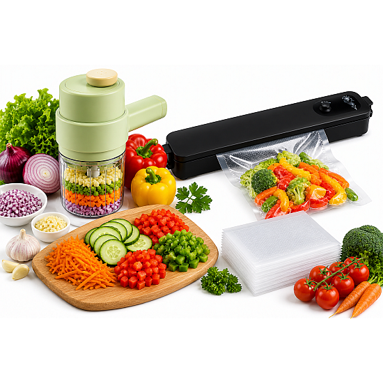 Pachet Complet Bucătărie Inteligentă – Tocare, Feliere & Vidare Alimente