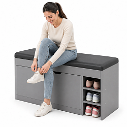 Dulap pentru Pantofi Tip Bancheta Gri 80 x 34 x 51 cm – Organizare Eleganta pentru Hol
