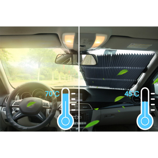 Parasolar auto pliabil  impotriva razelor UV, fixare prin ventuze