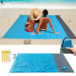 Patura de picnic cu sac de depozitare  din poliester, albastru/gri, 200 x 210 cm