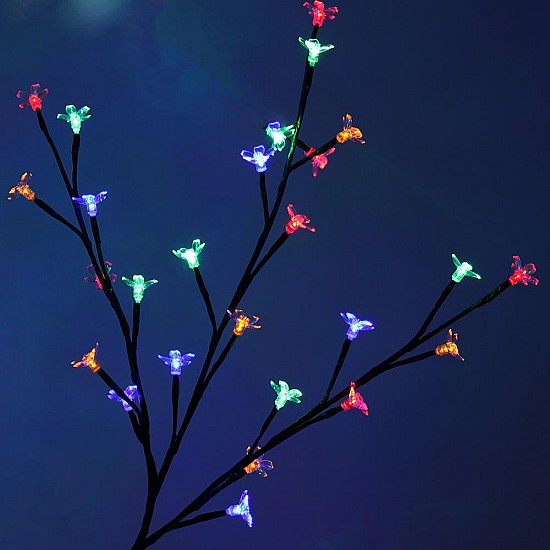 Pom decorativ iluminat 66 LED-uri, 1.5m, decor flori cires, interior/exterior multicolor