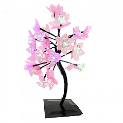 Pomisor cu flori si leduri colorate, 20 leduri, roz,verde,albastru,rosu 35 cm
