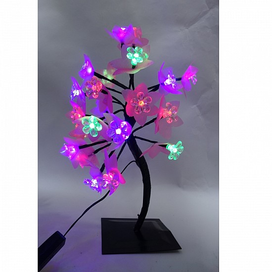 Pomisor cu flori si leduri colorate, 20 leduri, roz,verde,albastru,rosu 35 cm