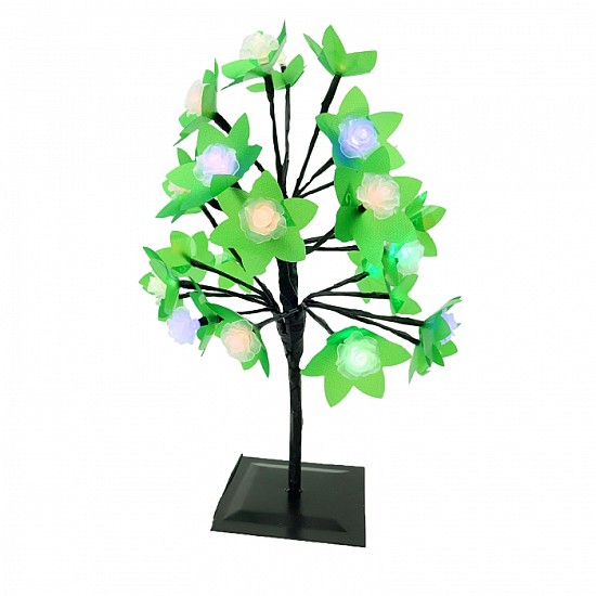 Pomisor cu flori si leduri colorate, 20 leduri, roz,verde,albastru,rosu 35 cm