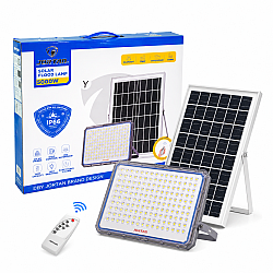Proiector cu Panou Solar JORTAN 5000W Alb Rece cu Telecomanda