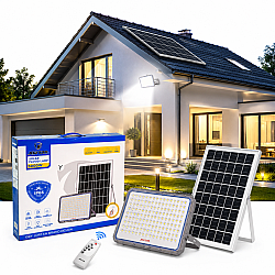 Proiector cu Panou Solar JORTAN 5000W Alb Rece cu Telecomanda