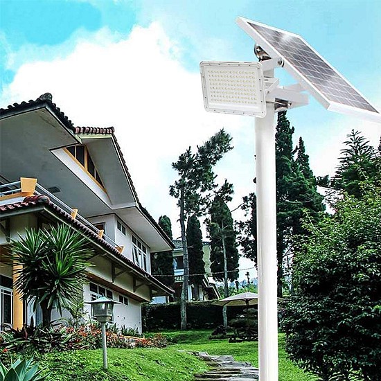 Proiector solar pentru iluminat cu panou solar si telecomanda, 150 w