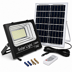 Proiector LED cu Incarcare Solara, Panou Separat, 200W, IP66 pentru Iluminat Exterior