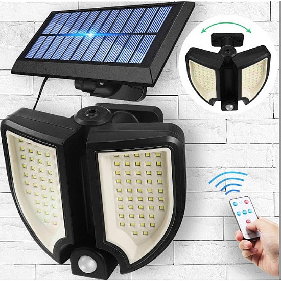 Lampa solara cu senzor de miscare si  telecomanda,90 leduri
