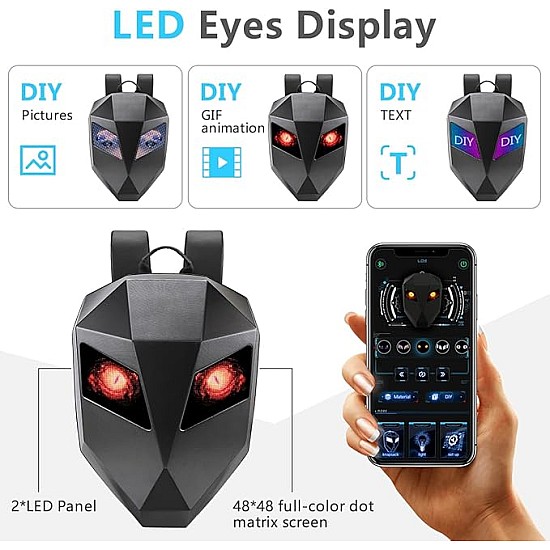 Ghiozdan moto LED, impermeabil, compartiment laptop 15.6, extensie pentru casca